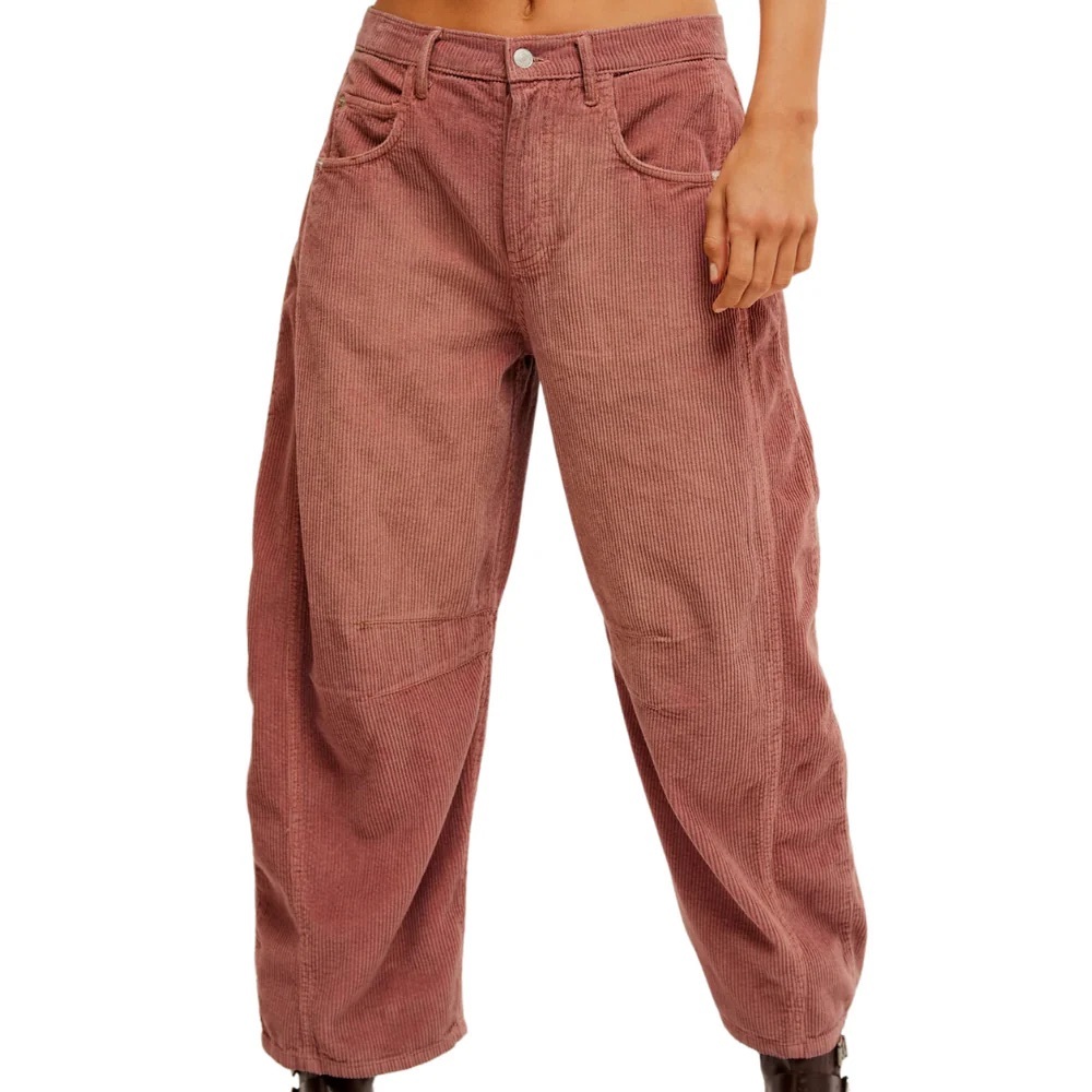 NWT Free People We The Free Good Luck Mid-Rise Cord Barrel Jeans - 29
